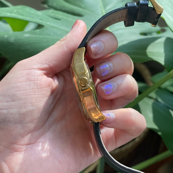 Marc by Marc Jacobs Henry Skeleton watch black leather strap with gold face - Picture 3 of 10